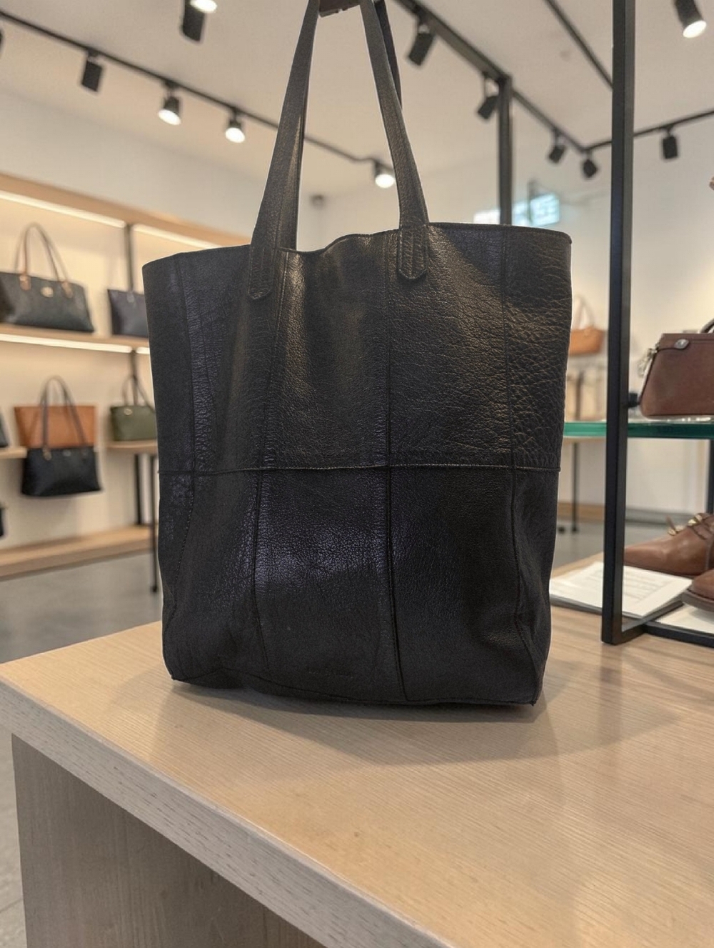 Slouchy, Black Leather with Suede Lining Tote Bag - Picture 3 of 7